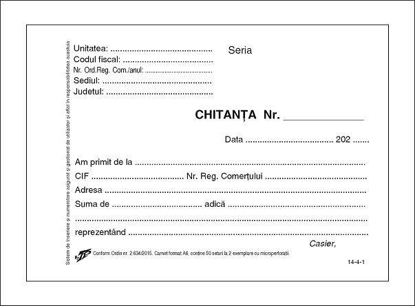 Chitantier autocopiativ 2 ex LUX