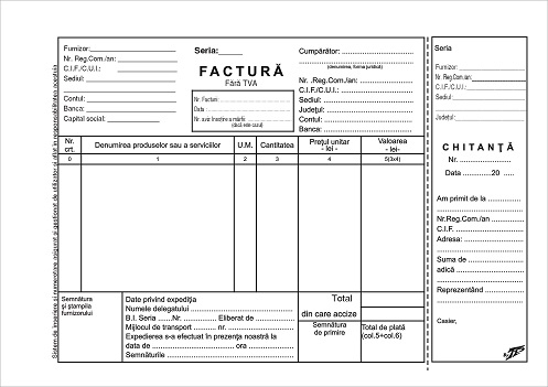 Facturier A5 fara TVA cu chitanta LUX