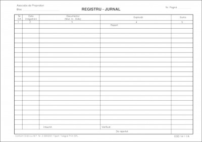 Registru Jurnal Asociatii Proprietari Orizontal