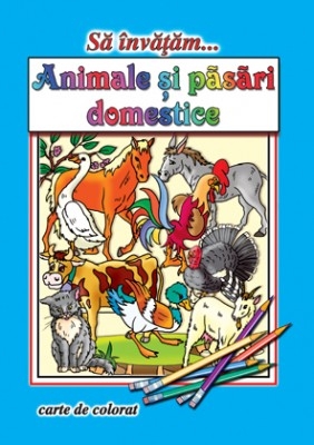 Carte de colorat Sa invatam... Animale si pasari domestice 16 pagini