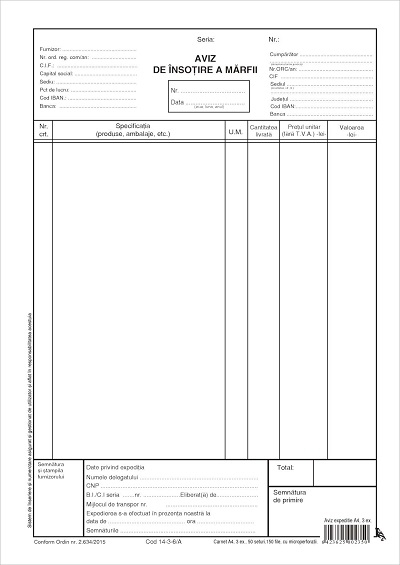 Aviz de expeditie A4 3 ex. perfor