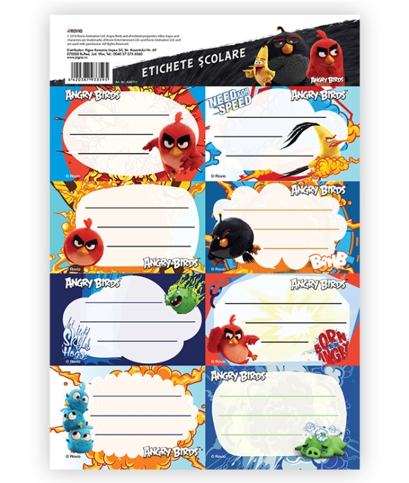 Etichete scolare Angry Birds 40/set