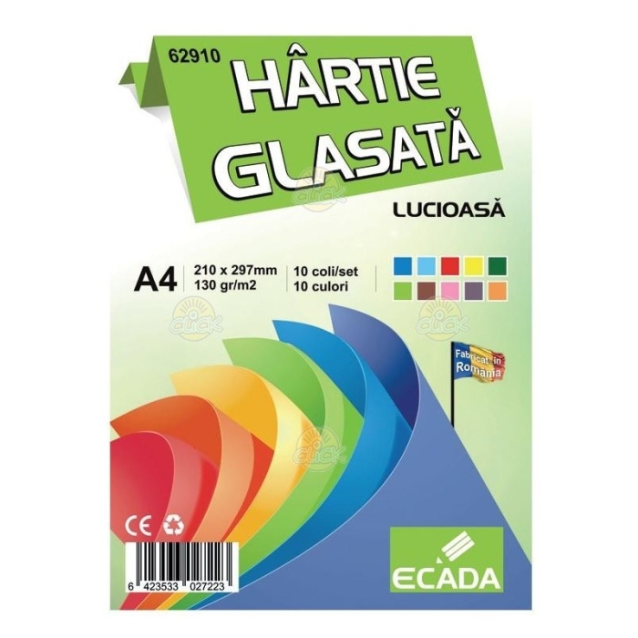 Hartie glasata A4 10 culori Ecada