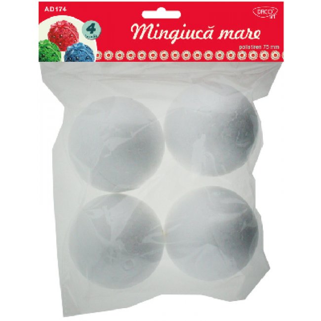 Bile polistiren 4/set 7.5cm AD174