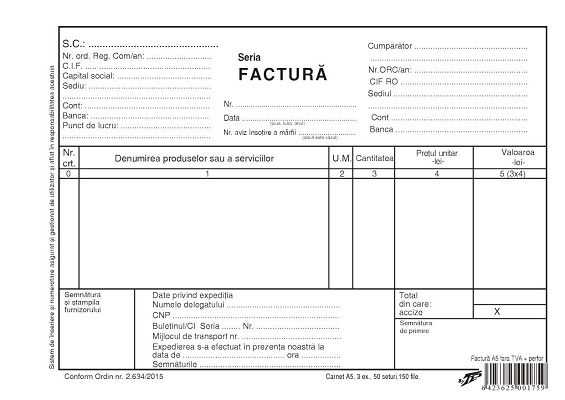 Facturier A5 fara TVA cu LUX