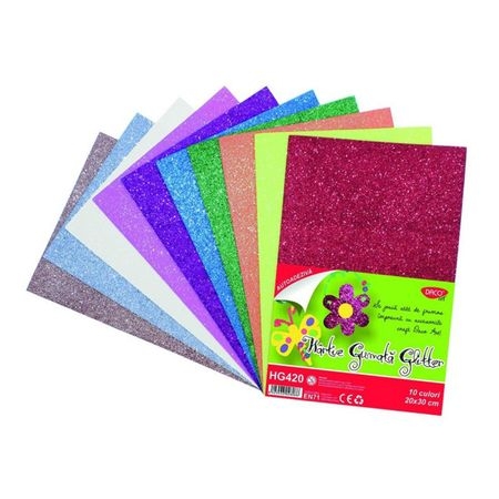 Hartie A4 gumata Glitter autocolanta HG 420 10 coli/set