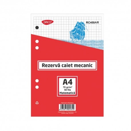 Rezerva caiet mecanic A4 DACO matematica