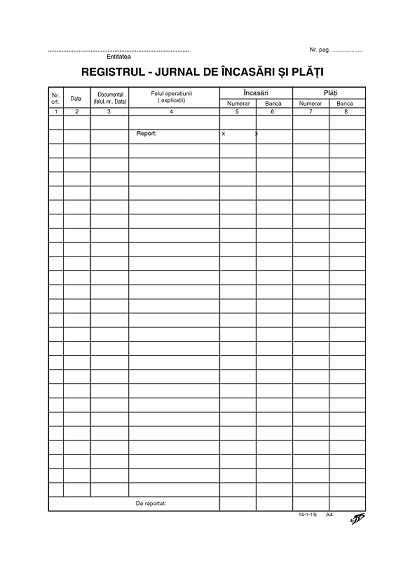 Registru jurnal incasari si plati snuruit LUX