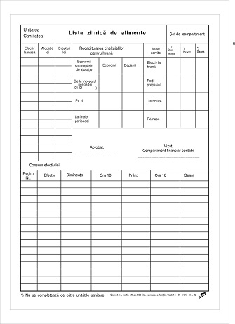 Lista zilnica de alimente