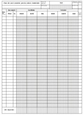 Fisa cont analitic pentru valori materiale 120 g/mp