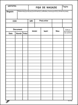 Fisa magazie carton duplex A5 230 g/mp