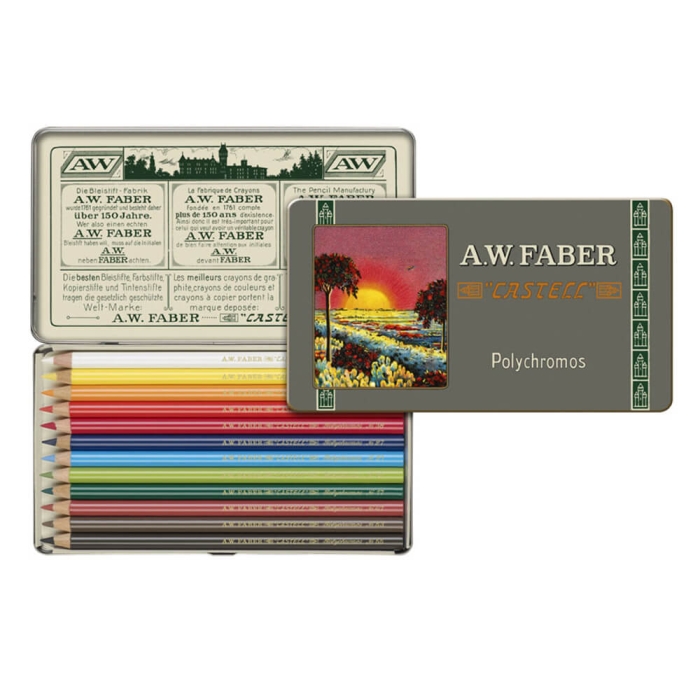 Creioane color 12 culori/set Polychromos FABER-CASTELL, FC110012