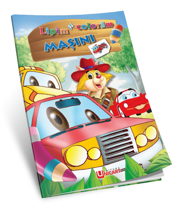 Carte de colorat Lipim si coloram Masini cu Abtibilduri