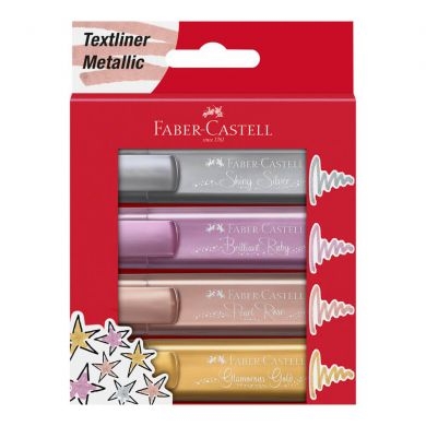 Marker evidentiator 4/set culori metalizate Faber-Castell