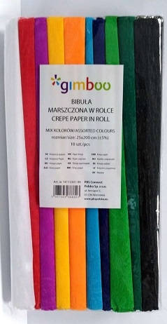 Hartie creponata 10/set KIN/GIMBOO 25x200 cm