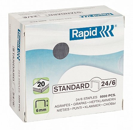 Capse 24/6 Rapid STANDARD 5000 buc/cutie 20 coli