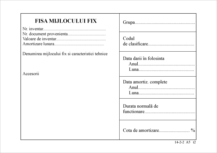 Fisa mijlocului Fix A5 carton velin