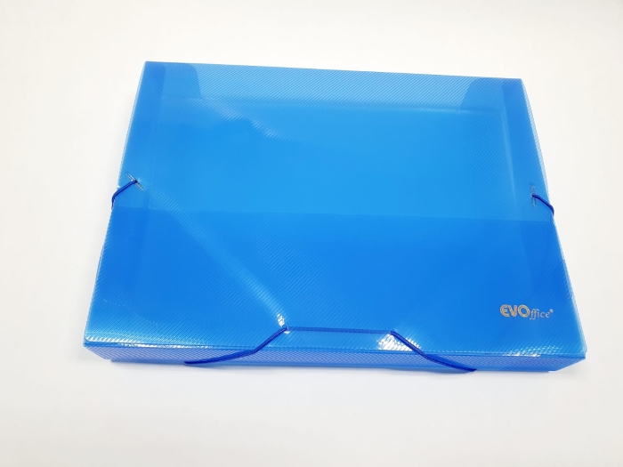 Mapa plastic cotor 4 cm albastru semitransparent cu elastic