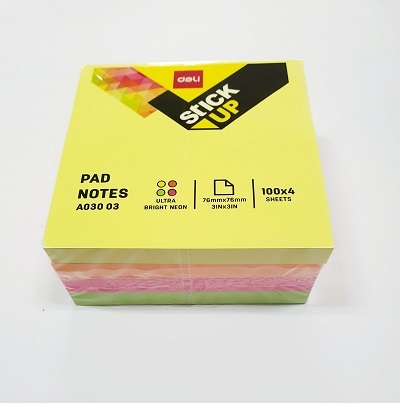 Post-it cub 76 x 76 mm 400 file DELI Neon