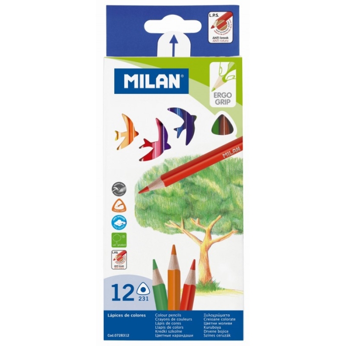 Creioane color 12/set Milan triunghiulare
