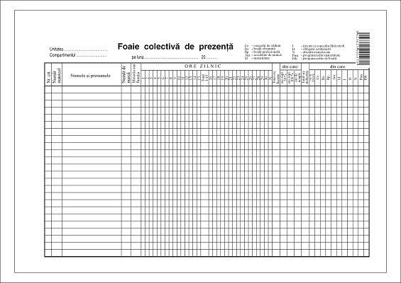 Foaie colectiva de prezenta A4