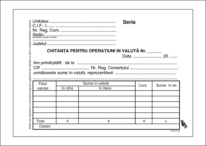 Chitantier valuta autocopiativ 3ex