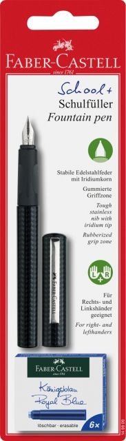 Stilou Faber-Castell Scolar blister penita M + 6 rezerve negru