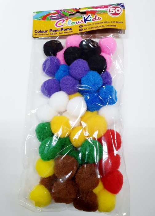 Pom Pom colorati 3 cm 50/set Colour Kids