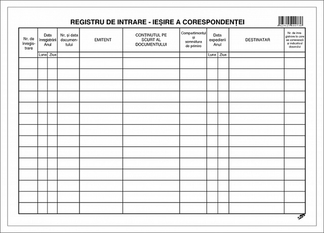 Registru intrare iesire orizontal A4 coperta mucava