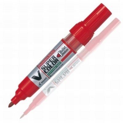 Marker permanent Vsuper Color Pilot Fine Rosu reincarcabil