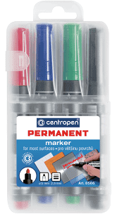 Marker permanent Centropen 2,5 mm 4/set ambalaj plastic