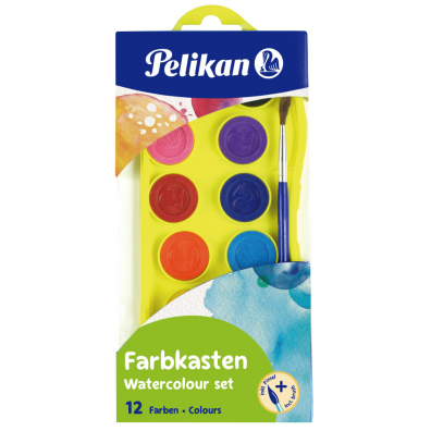 Acuarele 12 culori Pelikan Junior 25 mm + pensula