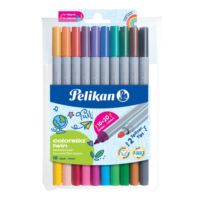 Carioca10/set Pelikan Twin 20 culori C304 cu capete