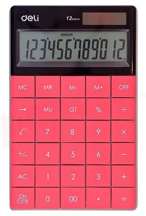 Calculator DELI 12 digii 1589 rosu