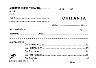 Chitantier Asociatii de Proprietari 3 ex LUX