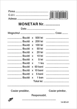 Monetar autocopiativ 2 ex. cu perfor