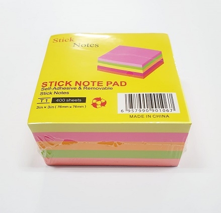 Post-it cub 75x75 mm 400 file culori pale CH