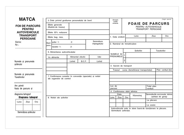 Foaie parcurs persoane A4 cu microperforatii