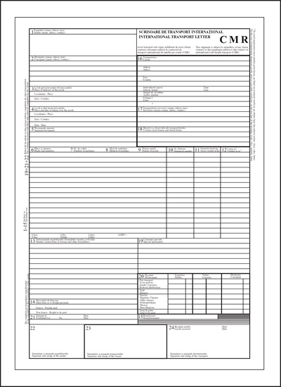 CMR 3 exemplare-Scrisoare de transport international