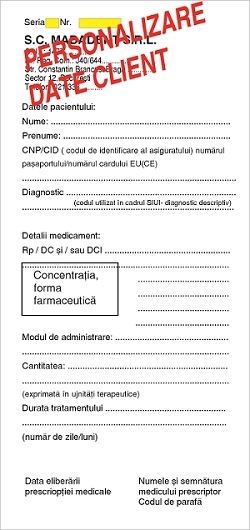 Retetar doctor 1/3A4 personalizata 2 exemplare autocopiativa cu numerotare