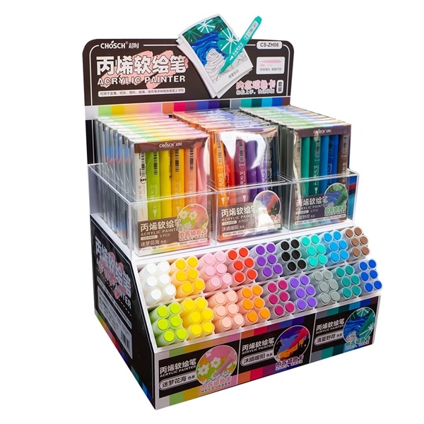 Marker acrilic culori diverse varf pensula