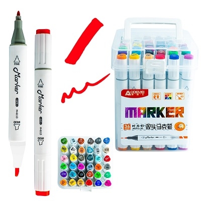 Marker permanent cu 2 Capete Colorate 36 Buc/Set