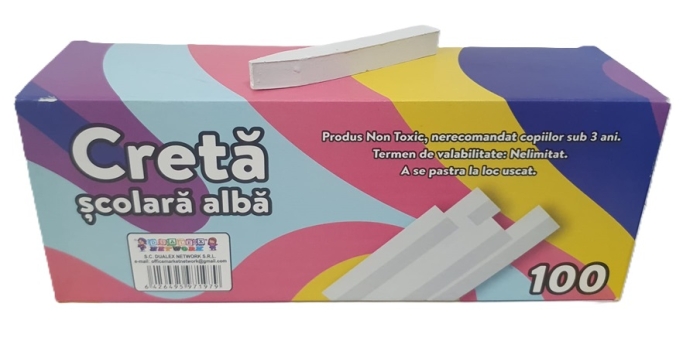 Creta alba dreptunghiulara 100/set Cretorom