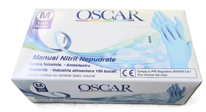 Manusi nepudrate nitril Albastre M