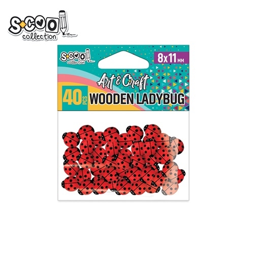 Accesorii craft, buburuze lemn, 8x11mm, 40 buc/set - S-COOL