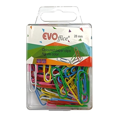 Agrafe color 28mm 100 buc/cutie plastic EVOffice