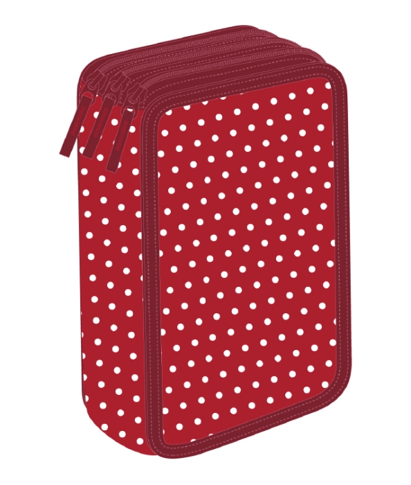 Penar echipat Schoolfriendly 3fermoare 33piese Dots Rosu