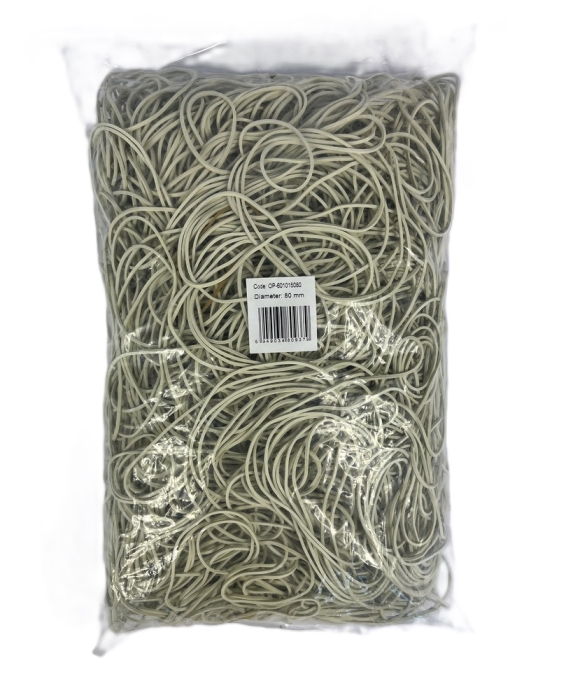 Elastice pentru bani, 1 Kg, Diametru: 80 mm, grosime 1.5 mm, Material: 65% cauciuc, albe OP-601015080