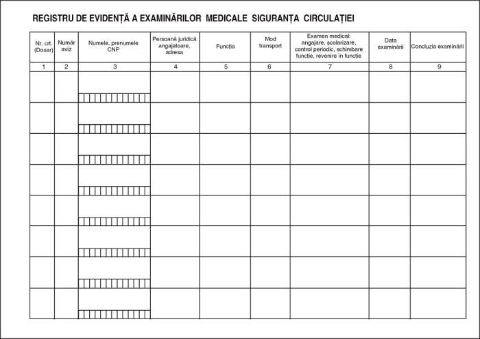 Registru evidenta examinari