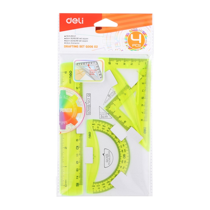 Set geometrie DELI 4 piese 15 cm